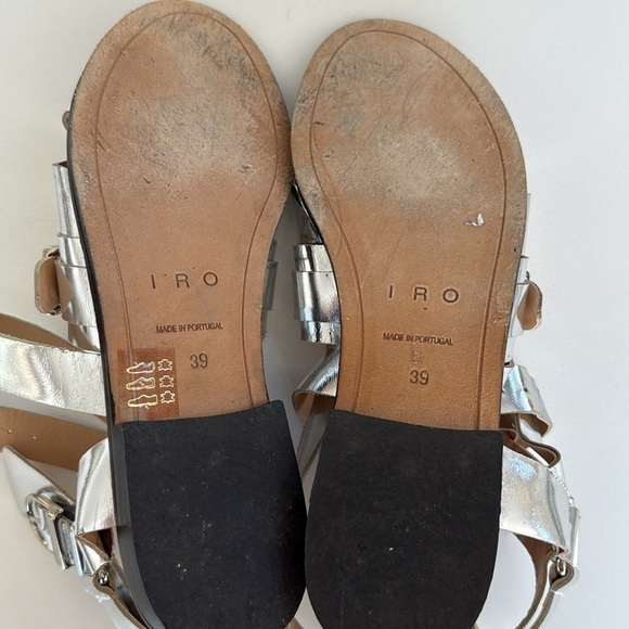 IRO Xoey Flat Sandals Mirrored Silver with Buckles Womens size 39/ 9 - Picture 10 of 16